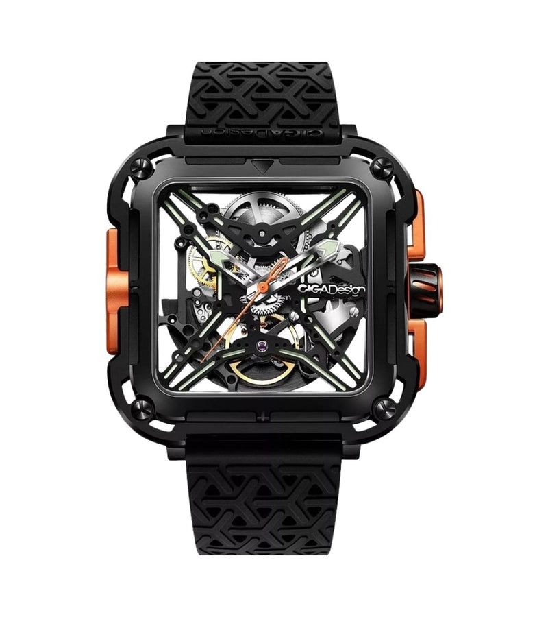 Relógio Masculino CIGA design X Series Gorilla Preto/Laranja (X011-BLOG-W5BK)