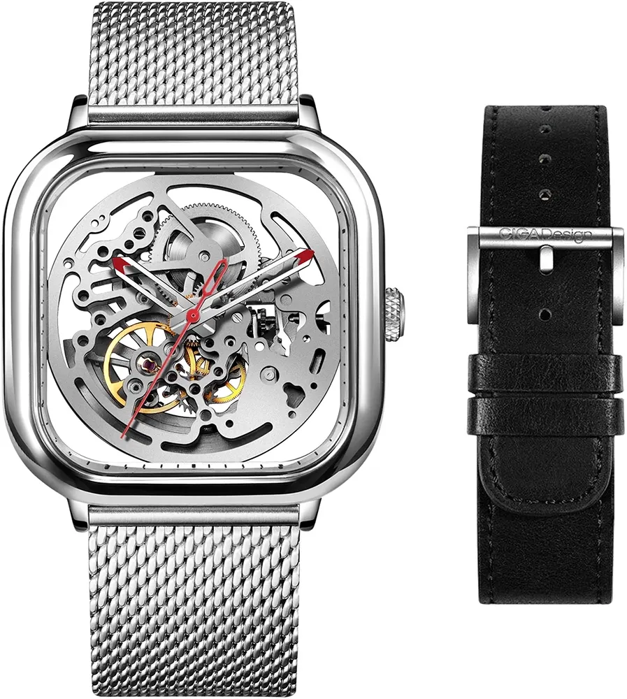Relógio Masculino CIGA design Z Series Full Hollow Prata (Z011-SISI-W13)