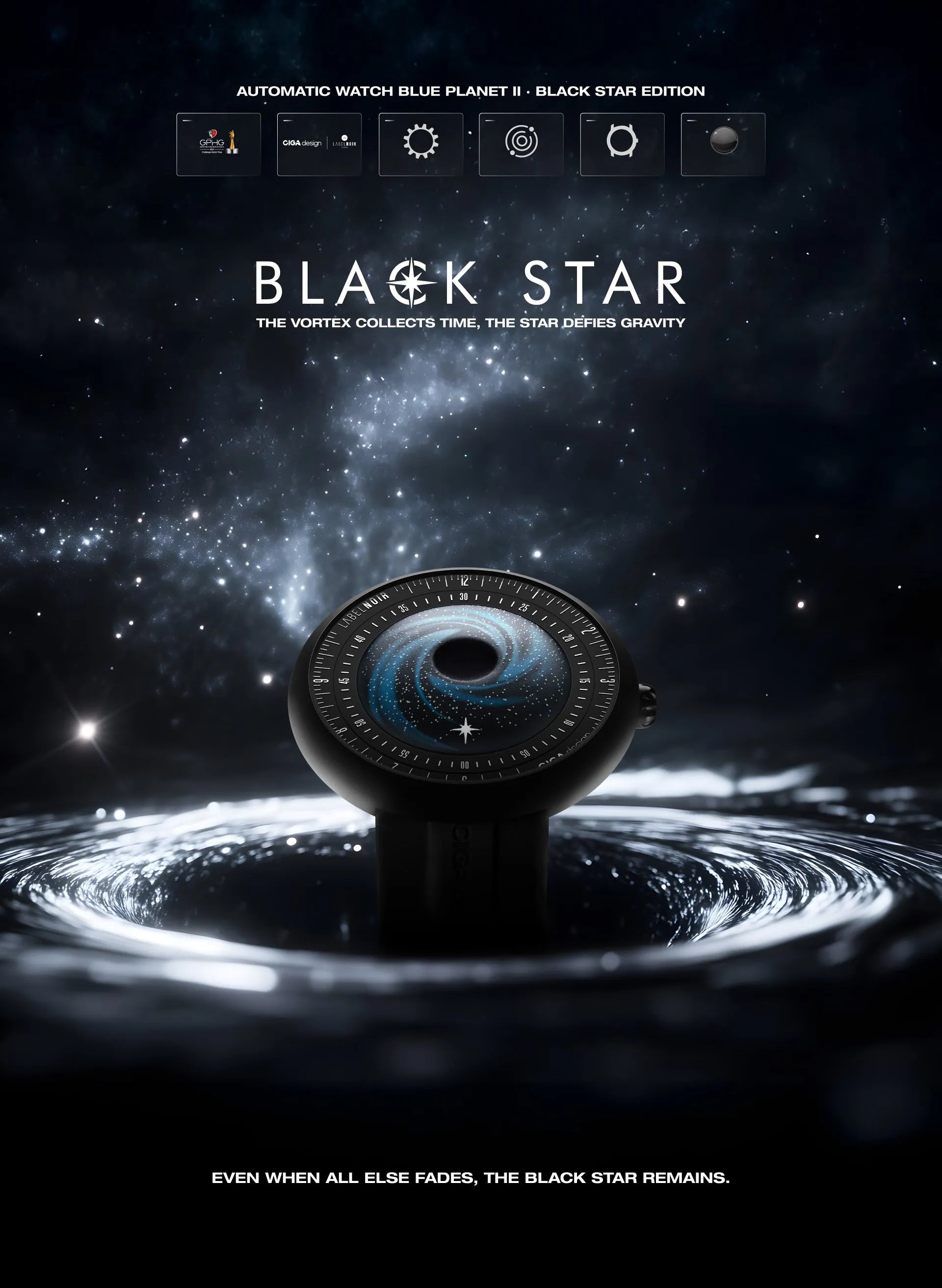Relógio Masculino CIGA design U Series Black Star Titânio DLC (U035-BB01-W6B)