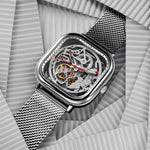 Relógio Masculino CIGA design Full Hollow Skeleton Prata (Z011-SISI-W3)