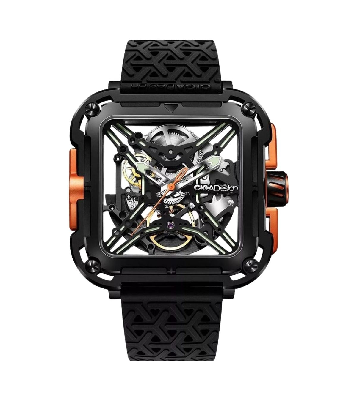 Relógio Masculino CIGA design X Series Gorilla Preto/Laranja (X011-BLOG-W5BK)