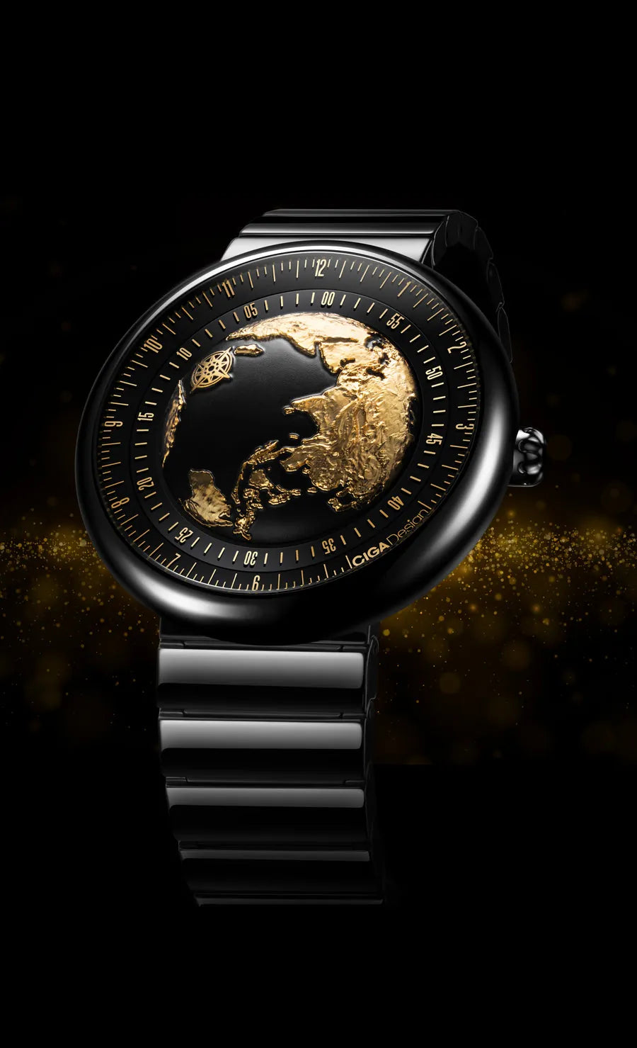 Mostrador-Terra dourado em 24K