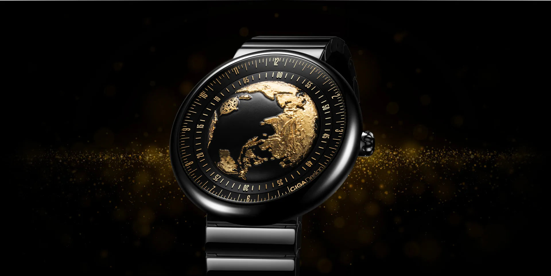 Mostrador-Terra dourado em 24K