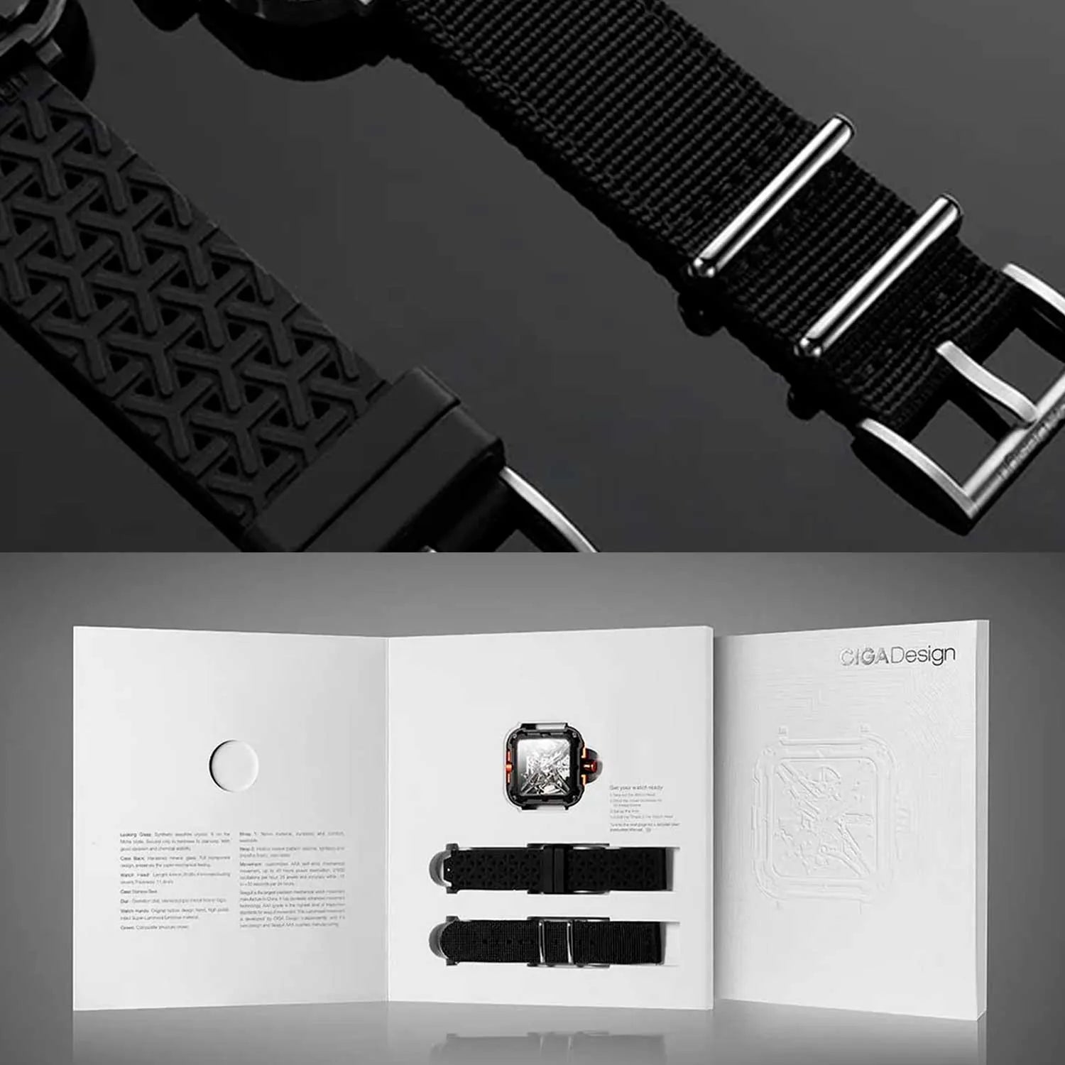 Pulseiras de silicone e nylon inclusas