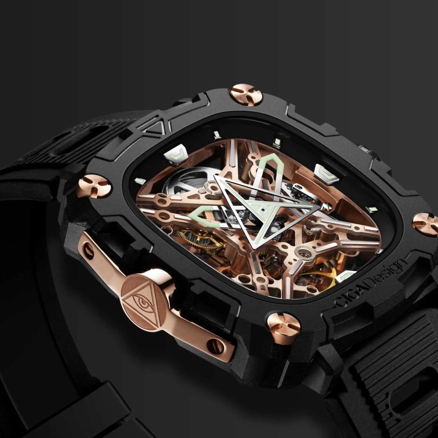 Caixa de biocerâmica premium com pulseira de silicone preto