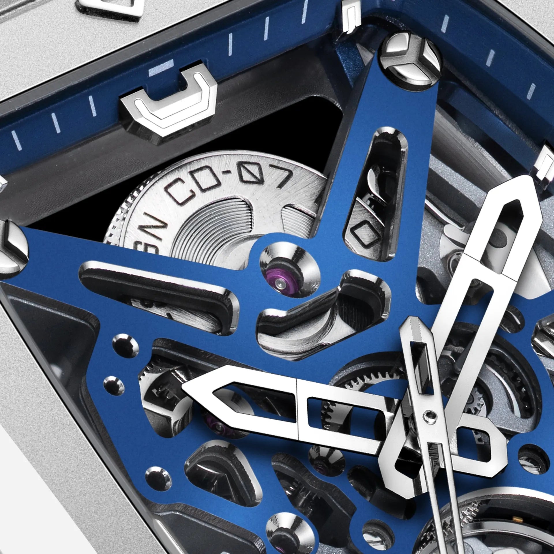 Movimento esqueleto CD-07 do Hunter Titanium em detalhe