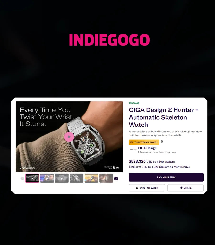 Em 2025, o HUNTER arrecadou impressionantes US$ 528.326 no Indiegogo, com o apoio de 1.300 financiadores em 65 países e mais de 1.400 unidades vendidas no mundo todo.