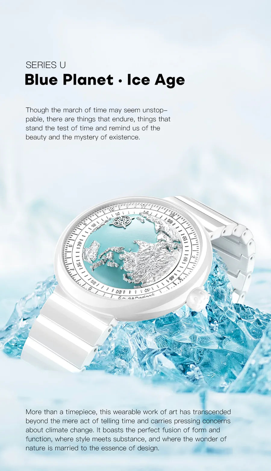 Relógio Feminino CIGA design U Series Blue Planet Ice Age Azul (U032-WU01-W5W7W)