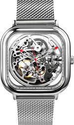 Relógio Masculino CIGA design Full Hollow Skeleton Prata (Z011-SISI-W3)
