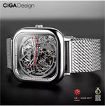 Relógio Masculino CIGA design Full Hollow Skeleton Prata (Z011-SISI-W3)