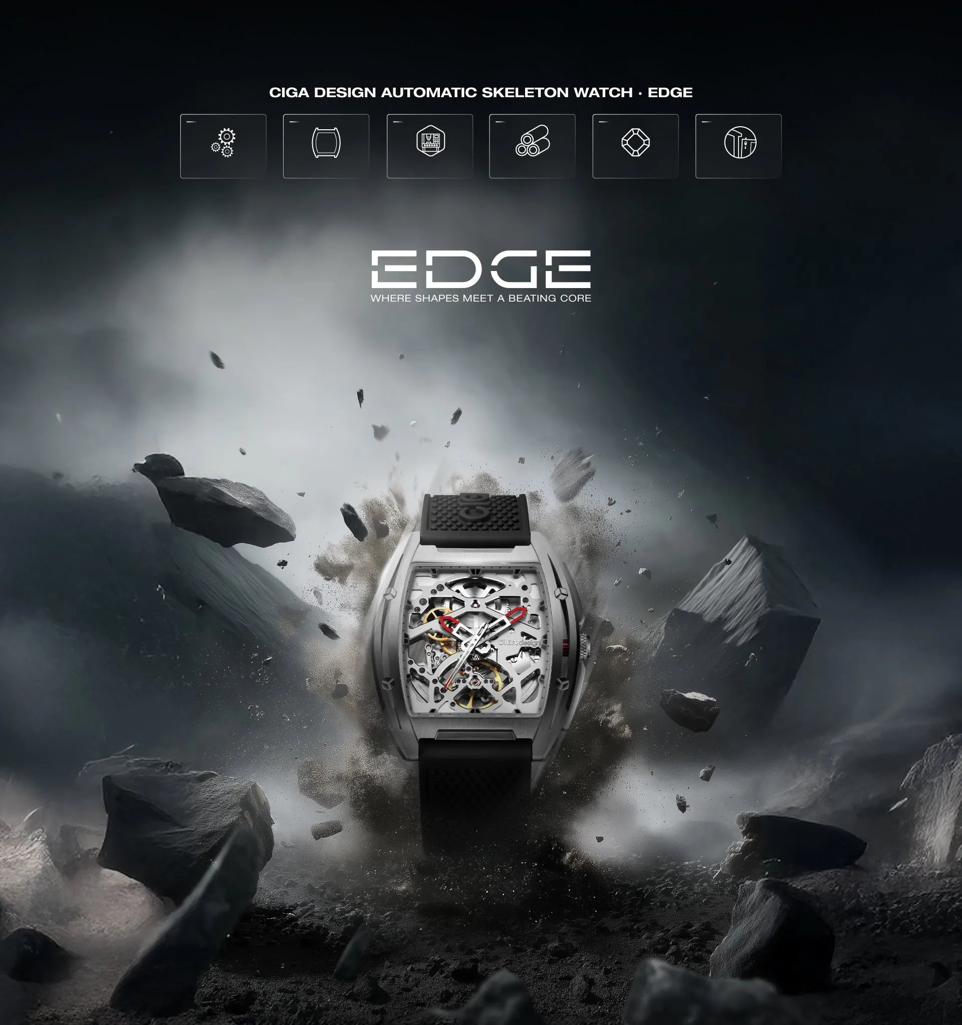 Relógio Masculino CIGA design Z Series Edge Preto (Z031-SISI-W15BK)